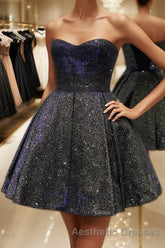 A-Line/Princess Strapless Short/Mini Homecoming Dresses With Ruffles